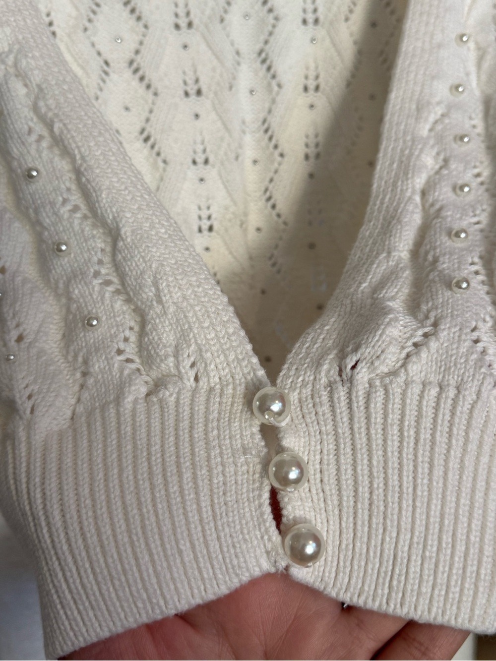 Commense Backless Pearl-Embellished Knit Sweater - Picture 7 of 8